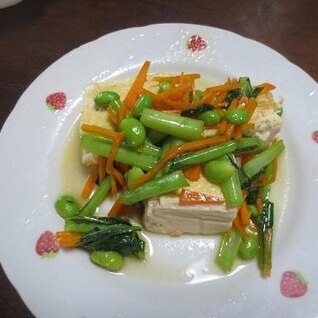 豆腐ステーキ炒め野菜のせ